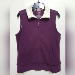 L.L. Bean Sherpa Lined Purple Fleece Full Zip Vest Women's Sz Small